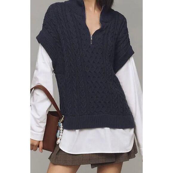 Pilcro and the Letterpress Navy Cable Knit Sweater - Picture 8 of 11